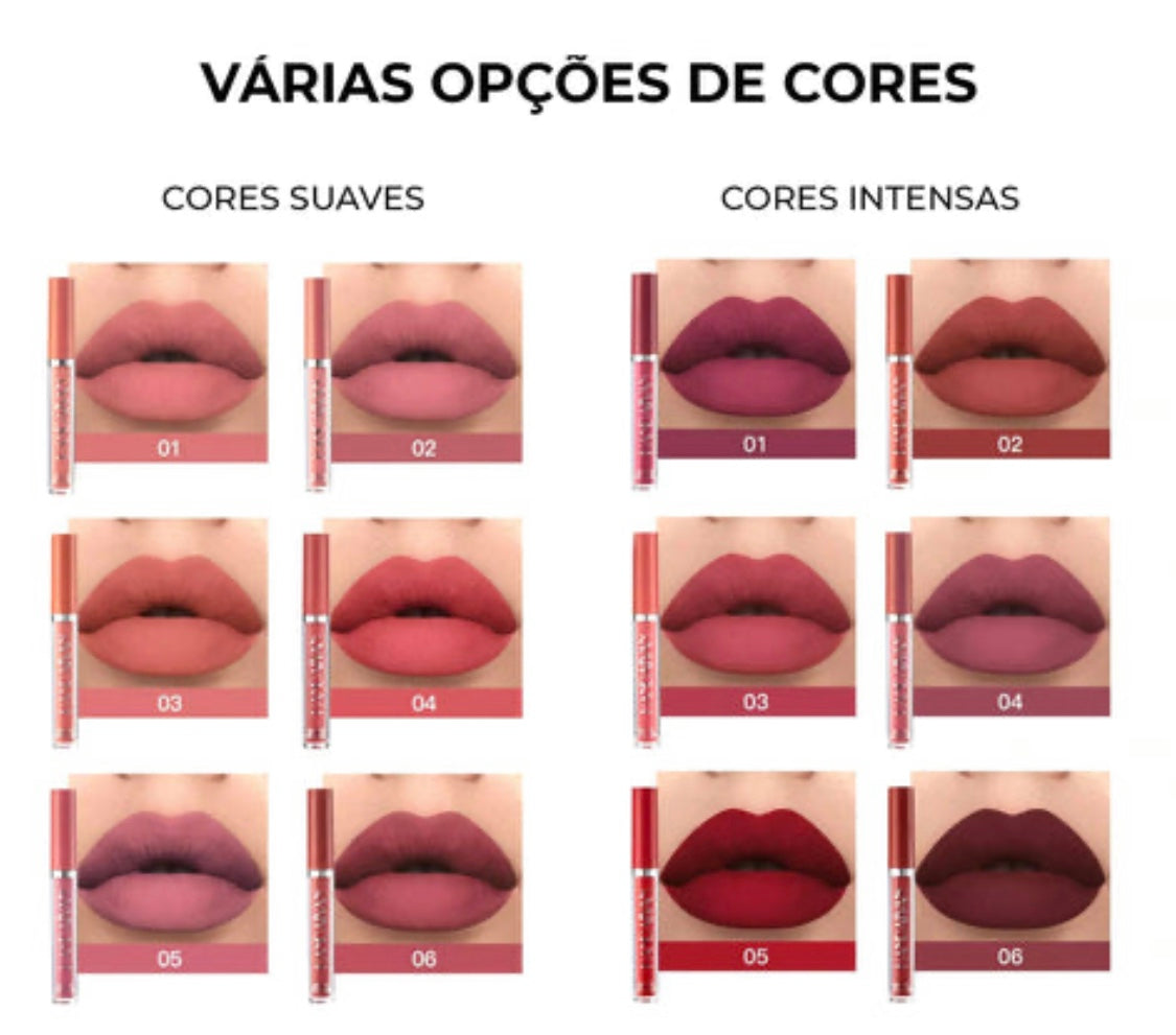 kit 6 Batons Líquido Matte Beauty Lips Handaiyan